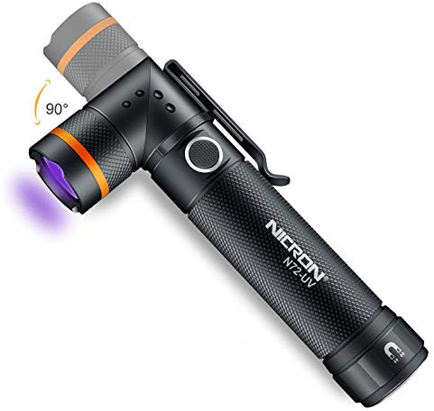 NICRON UV-ficklampa, N72-UV 800 LM vitt ljus, växla fritt mellan vitt ljus och UV-ljusdetektor för hundurin, våta fläckar vägglösser, camping, utomhus, underhåll (18650/AAA ingår inte)