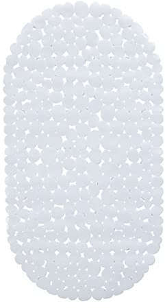 Relaxdays Tappetino Antiscivolo per Vasca da Bagno, Tappeto, con Ventose, Lavabile, Dimensioni LxP: 36 x 68 cm, Bianco
