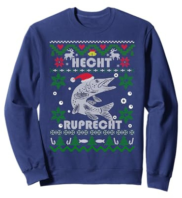 Lustige Hecht Ruprecht Angler Geschenke Weihnachten Angeln Sweatshirt Langarm