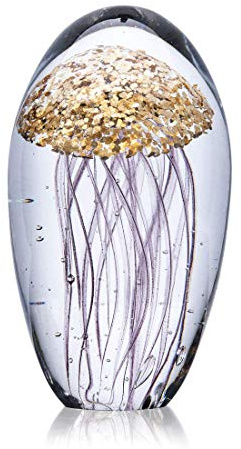 QFkris Glas-Quallen, mundgeblasene Kristallkunst-Figur, Heimdekoration, Glas, Briefbeschwerer, Schreibtisch-Ornament