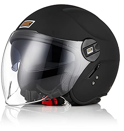 ORIGINE Casco Jet Moto Casco Aperto Scooter con Doppia Visiera Omologato ECE ( SWAT MATT BLACK,L)…