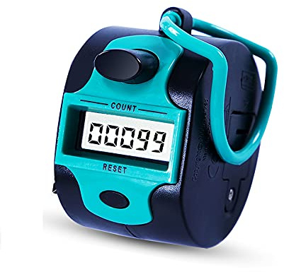 Handy Tally Counter Electronic Clicker Manual Digital Stitch Counters Finger Ring Mechanical Palm Handheld Pitch 5-Digit Display Click Counter Number Count for Row, People, Golf,Crochet,Lap&Knitting