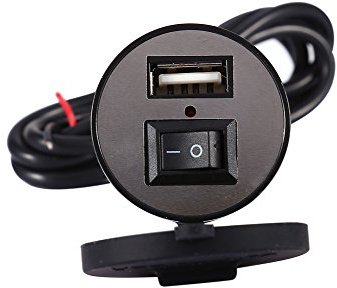 Abrazadera 12V a 5V 1.5A Universal Motocicleta Cargador de vehículo eléctrico con interruptor a prueba de agua para Moto Teléfono GPS Cargador USB Abrazadera de alimentación Accesorio de reemplazo Pue