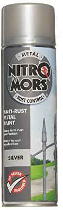 Nitromors Anti-Rust Smooth Finish Metal Spray Paint, No Primer Required, Silver, 500 ml