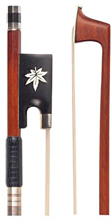 TSTS Pernambuco Violinenbogen 4/4 Achteckige Stick White Horsehair Mit Ahornblatt Muster Ebenholz Frosch Student Violinbogen
