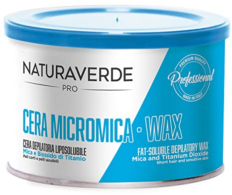 Naturaverde | PRO - Cera Depilatoria Liposolubile Micromica, per Peli Corti e Pelli Sensibili, Cera a Caldo, Ceretta a Caldo, Barattolo da 400g