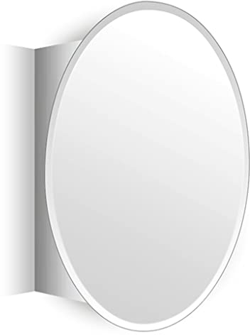 Generic Ovaler Medizinschrank aus Edelstahl, zum Schminken/Aufbewahren, versteckter Spiegelschrank, for den Einsatz in Nass-/Trockenbädern, Einbau- oder Oberflächenmontage,