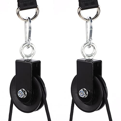 2 x 90mm Seilrolle mit U Haltebügel | Umlenkrolle | Drahtseilrolle 360° drehbar für Fitnessgeräte | Flaschenzug Riemenscheibe Für Gym, Kabelmaschine | Seilrolle mit Kugellager für Stahlseil Ø 5-6mm