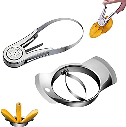 Mangoschneider Und Corer Set, Split & Core Mangos, Scharfe Edelstahlklinge, Multifunktionaler Obstschäler Und Teiler, Küchenwerkzeug,L,GQYYS