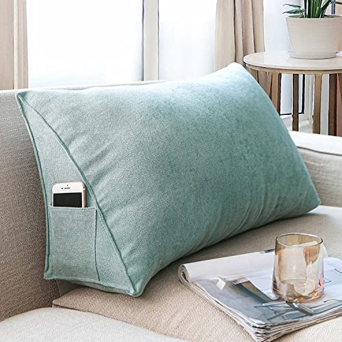 Yanman Coussin en coin grand soutien lombaire pour lit, dossier de tête de canapé, coussin de lecture doux avec housse respirante, amovible et lavable