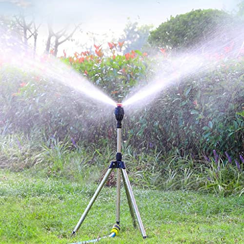 MyBoo Rotating Tripod Sprinkler, 360 Degree Automatic Garden Sprinkler, Lawn Sprinkler, Telescoping Tripod Sprinkler for Large Area, Yard, Garden, Lawn (MYBUK230605Q10)