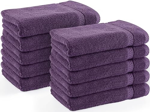 Utopia Towels - 10er Pack Gästehandtücher 30x50 cm mit Aufhängeschlaufe, 100% Baumwolle weich und saugfähig Gästetücher Set (Pflaume)