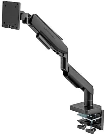 LC-Power Monitor Halterung für 17-49 Zoll Bildschirme, Einzelner Monitorarm Ständer Hält 2-20 kg, Höhenverstellbare mit Neigungen, Schwenken, Dreht, VESA 75 & 100 mm, Schwarz
