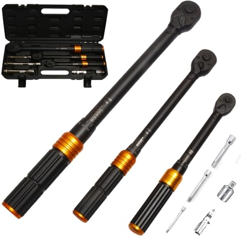 COTOUXKER Torque Wrench, 1/4 3/8 1/2-inch Drive Click Torque Wrench Set for Bike, Motorcycle, Car Repair Maintenance