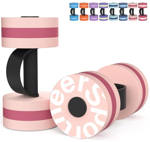 Water Weights Aquatic Exercise Dumbbells: Sportneer Pool Weights Dumbbells With Easy Handle Strip High Density EVA Foam Aqua Fitness Barbells Equipment Set of 2 for Water Aerobics Workouts Weight Loss