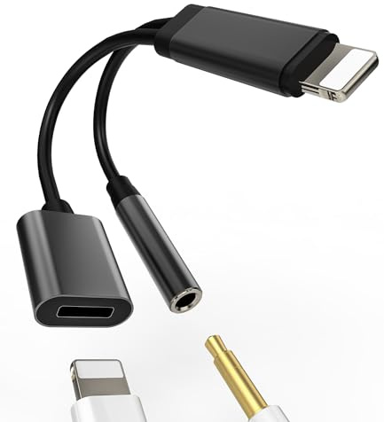 Adattatore 3,5mm Jack Cuffie Rapida Ricarica per iPhone 2in1 Accessori Aux Cavo Cuffiette Sdoppiatore Lightning Auricolari Spinotto Headphone per Apple 14 13 12 11 Pro Max 7 8 Plus X XR per iPad Air