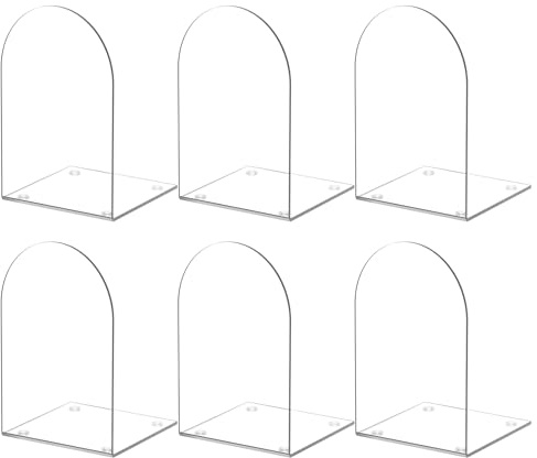 ALOTCHE Acryl Buchstützen, 6 Stück für Regale, Bücherregale und Schreibtisch-Organizer - Transparente Halterungen für Bücher, Heimbürobedarf