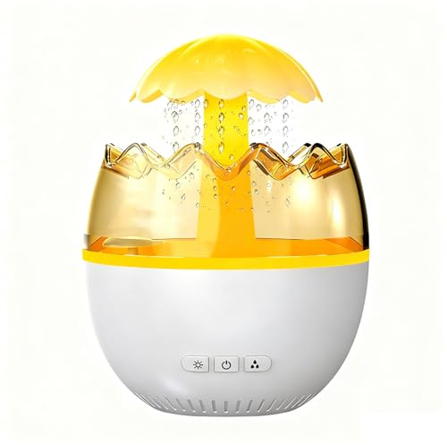 Rain Humidifier Water Drip, Aroma Essential Oil Diffuser, Rain Sounds White Noise Humidifier Air Humidifiers for Bedroom Desk with 7 Color Changing Lights,450ml
