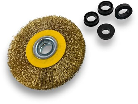 Lot de 10 brosses circulaires LAITON | Ø 125 mm | Epaisseur 2 rangs | Fil dur 0.30 mm ondulé | Alésage 16 mm | Touret meuleuse affûteuse ponceuse | Brossage décapage polissage | Kibros 234127LTx10