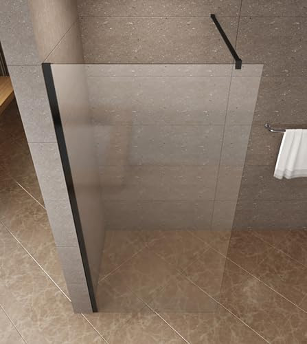 AQUABATOS® 100x200cm Walk In Dusche 10mm schwarz matt Duschwand Glas Duschabtrennung Duschtrennwand Glastrennwand Glaswand mit NANO Beschichtung