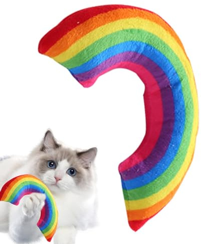 Regenbogen-Katzenminze-Katzenspielzeug – buntes Katzen-Wurfkissen, interaktives Katzenkissen, Kauspielzeug, weiches Katzenspielzeug, buntes Katzenspielzeug zum Zahnen, Regenbogenförmiges