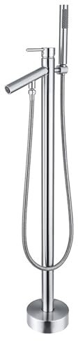 Badewanne Armatur Mischbatterie Dusche Chrom Freistehende Badewannenarmatur mit Handbrause und Brauseschlauch Einhebelmischer Dusche mit 360° drehbarem Auslauf
