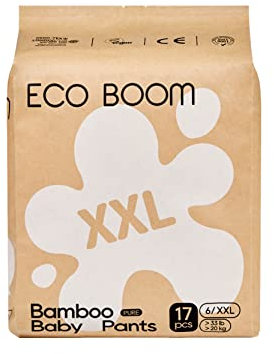 ECO BOOM Baby Windeln Pants Größe 6 aus Bambus (>20kg) - umweltfreundliche Premium-Bio Höschenwindeln aus pflanzenbasierten Materialien, Ohne Duftstoffe, sehr saugfähig -17 Stück