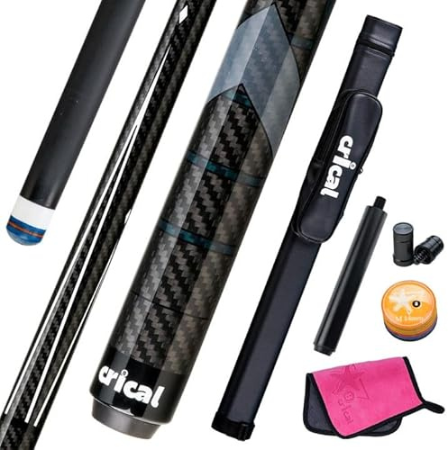 CRICAL Carbon Fiber Pool Cue Stick 58 Billiard Cue Sticks Professional Low Deflection Pool Sticks with 3/8 * 8 Pin Joint and 12.5mm Tip
