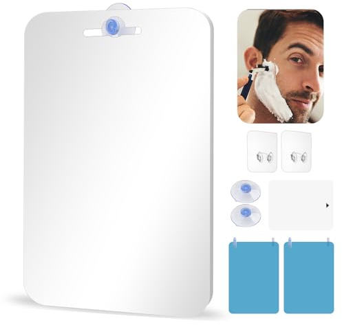 Moosono Duschspiegel Rasierspiegel Antibeschlag Mit Saugnapf Spiegel | Spiegel Saugnapf für Dusche 30cm*20cm Unbreakable Fogless Shower Mirror