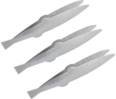 Cabilock 3pcs Fish Bone Tweezers Stainless Steel Fish Shape Clips Convenient Food Remover for Seafood Preparation