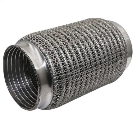 Auto Auspuffrohr Auto-Auspuffrohr Teleskopisch Flexible Verbindung Stahlgeflecht Faltenbalg Edelstahl-Schalldämpfer-Rohrverbinder Geschweißt Universell Auto Auspuff Schalldämpfer(60MM-203MM)