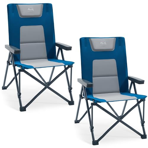 TIMBER RIDGE Campingstol, vikbar 260 kg, lastbar 4 positioner, justerbar fällstol, vadderad högt ryggstöd med bärväska campingstol, trädgårdsstol för trädgård, balkong, husbil, picknick