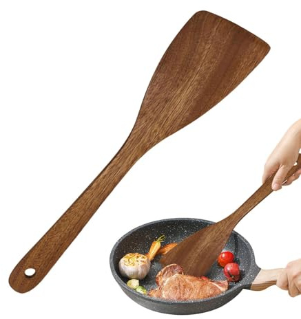 Spatule en bois – Ensemble de spatules en bambou de qualité supérieure, ustensiles de cuisine respectueux de l'environnement | Spatule de cuisine en bois durable pour mélanger, cuisiner et pâtisserie