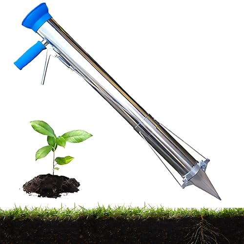 Long Handled Bulb Transplanter, Bulb Planter Tools, Steel Manual Seedling Planter, Vegetable Young Plant Manual Plant Transplanter Stainless Steel Planting Garden Tools