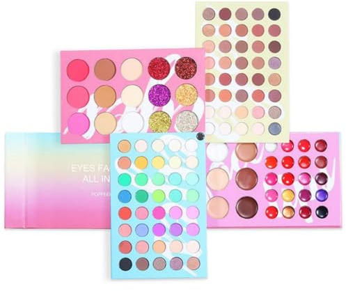 121 Colores Todo en Uno Set de Maquillaje - Paleta de maquillaje 4 en 1 Color Board - 80 Sombras de Ojos, 20 Brillos de Labios, 3 Coloretes, 6 Correctores, 6 Polvos de Contorno, 6 Purpurinas