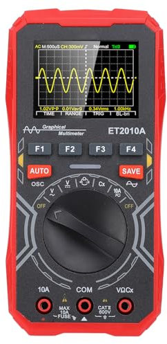 Handheld Digital Oscilloscope Multimeter, 1MHz Bandwidth 2.5Msps, 4000 Counts, 2.4in Color Display, Auto Sleep, Data Storage, for Automotive, Electronic, Industrial Use