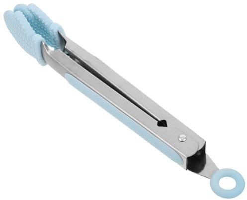 SOLUSTRE Mini Pince à Nourriture Silicone Antidérapante Verrouillage Pour Buffet Sucre Biscuits Glace Bleu