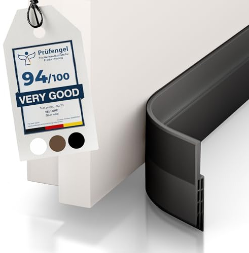 Vellure® Door Draft Stopper for Bottom of Door - Premium Door Sweep for Bottom of Door/Weather Stripping Door Seal (Save Energy – installs Quickly and Easily) Door Strip (1, Black)