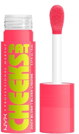 NYX Professional Makeup Fat Cheeks Juicy Blush, Blush Liquido Idratante, Colore Modulabile, Formula Vegana infusa con Peptidi, Olio di Lampone e Kiwi, Shade 03 Guava Gush, 8 ml