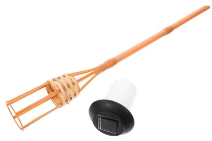 POPETPOP Lámpara Antorcha Solar De Bambú Exterior Luz Decorativa Para Jardín y Terraza Instalación Fácil Sin Cables Para Exteriores y Fiestas