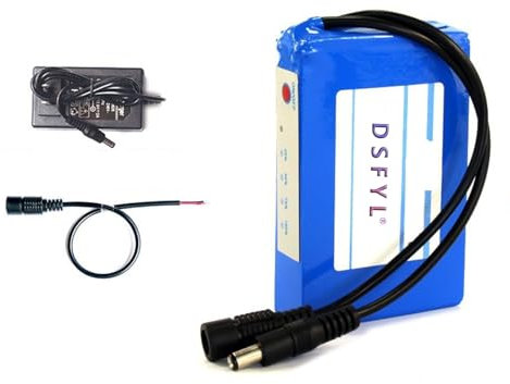 12V Lithium Polymer Battery Pack,Rechargeable Li-ion Powerful Portable with Charger,with Light(12Ah)