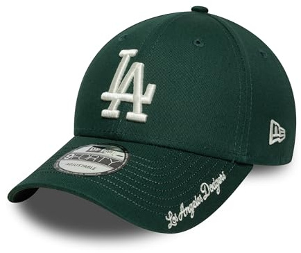 New Era 9Forty Gorra con correa trasera, visera con texto en inglés LA Dodgers, color verde bosque