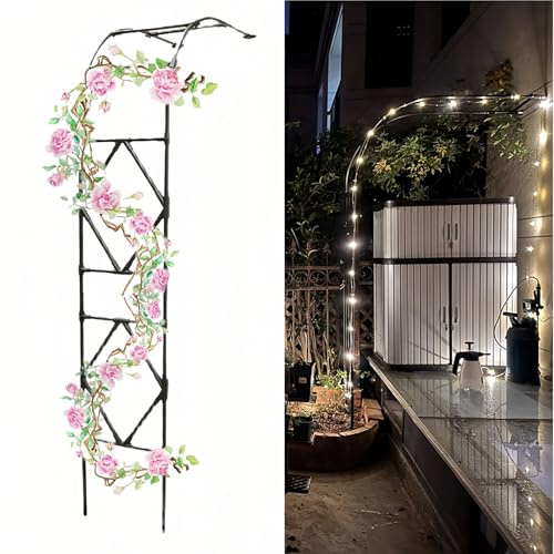 Torbogen Verzinkter Halbbögen, 60 cm - 300 cm Breite Metall Rosenbogen Garten Halbbogen Rankhilfe, Für Kletterpflanzen, Kinderleicht Aufzubauen(Black,180x240cm/5.9x7.8ft)