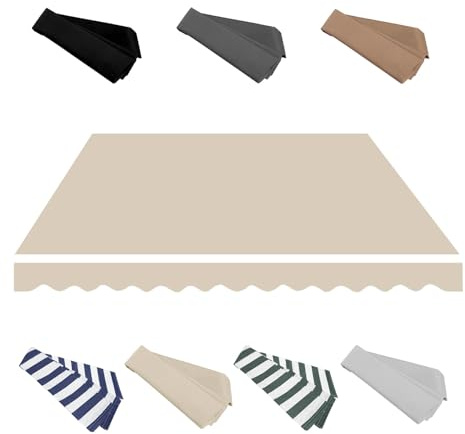 Telo di Ricambio per Tende Parasole Retrattile a Braccio da 2.0m 2.5m 3.0m 3.6m 4m 5m, Tende da Sole a Bracci Estensibili per Balcone Esterno Patio Esterno(Beige,360x300cm)