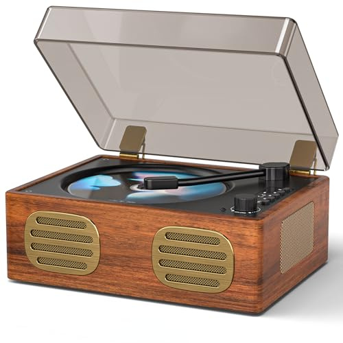 Portable CD Player for Home, Retro Bluetooth CD Player, Rechargeable, Desktop Boombox, Wireless Transmission with Dual HiFi Speakers, LCD Screen, USB Type-C Aux-in, Headphone Jack
