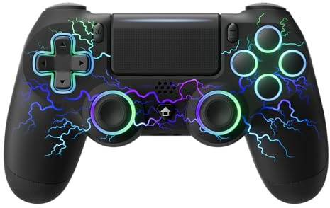 ECHTPower Wireless Controller for PS4, Type-C Port, 2025 Bluetooth Controller Compatible with PS4/Slim/Pro/PC,Gamepad with Dual Vibration,RGB,1000mAh Battery,6-Axis,Touchpad,Headphone Jack,Screenshot