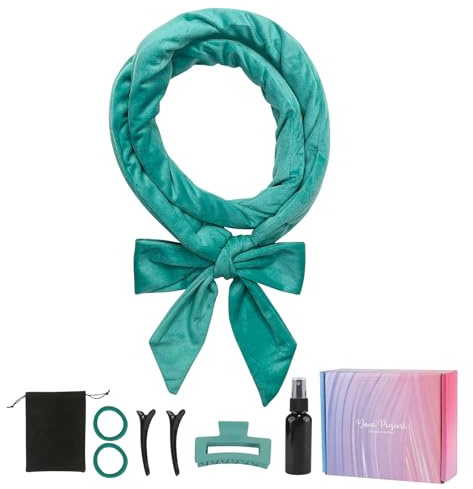 Heatless Curlers Headband,Soft Velour Heatless Hair Curler,8 PCS Heatless Curls Set for Daily/Party Use | Easy DIY Home Styling（Green）