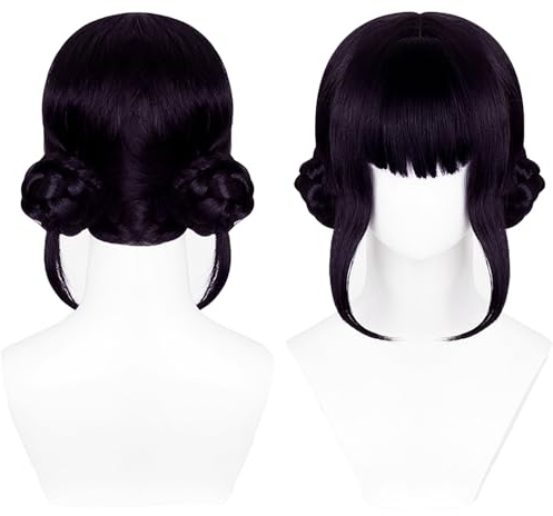 CWENDANER Pelucas de Mujer, Color Morado Oscuro (25 cm), Halloween, Carnaval, Convención, Fiesta, Decoración y Dulce Regalo Para los Fans Del