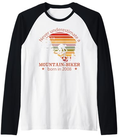 MTB Bike Ciclista Mountain-Biker Nacido 2008 Cumpleaños Bici Camiseta Manga Raglan