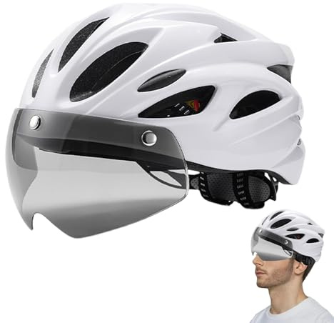 Casques de vélo de montagne,Casques de vélo - Vélo avec lunettes magnétiques avec lumière arrière |, Casques réglables et respirants pour hommes et femmes, Vélo de route, Vélo de montagne